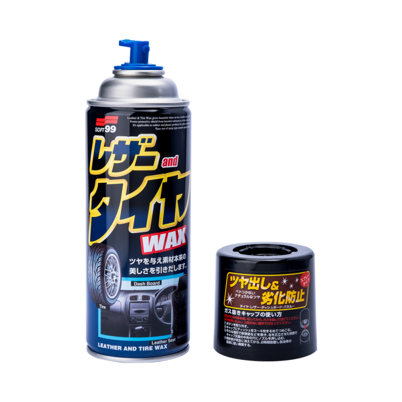Спрей SOFT99 Leather and Tire Wax. Захисне покриття для пластику, гуми та шкіри
