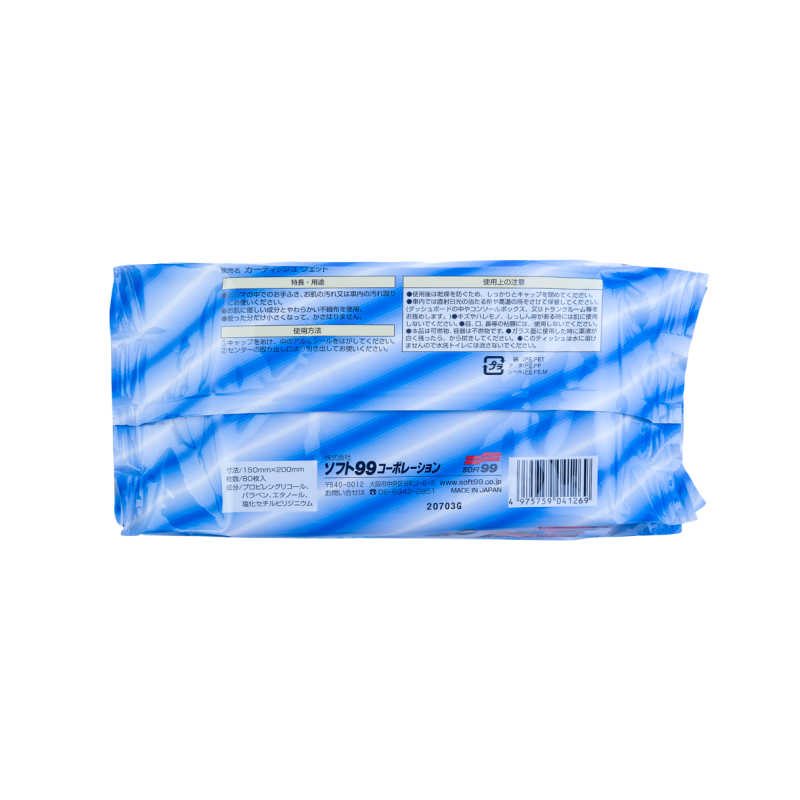 Вологі серветки SOFT99 Car Tissue Wet. Для рук, обличчя та видалення пилу в автомобілі