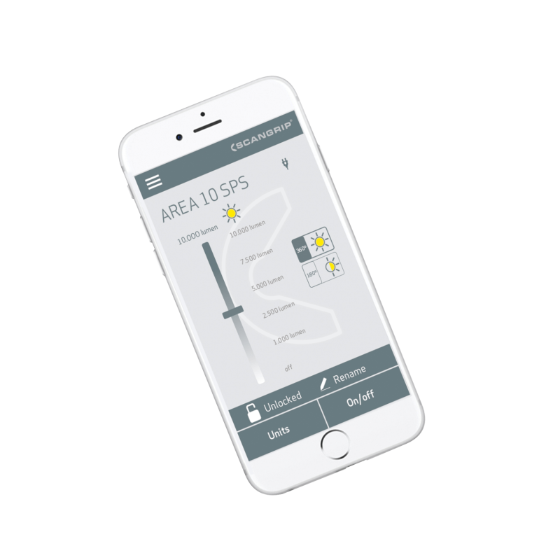 Scangrip Area 10 SPS. Акумуляторний прожектор із круговим освітленням