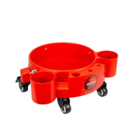 MaxShine Rolling Bucket Dolly, Red. Червоний візок для відра на колесах з органайзером