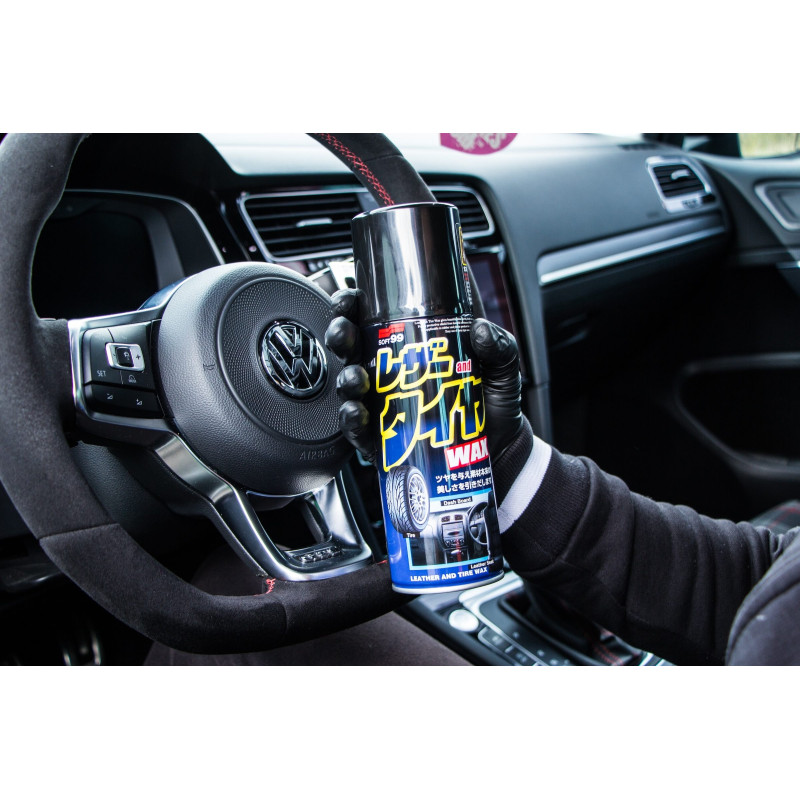 Спрей SOFT99 Leather and Tire Wax. Захисне покриття для пластику, гуми та шкіри