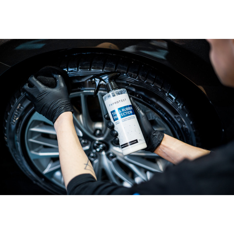 Засіб для захисту та догляду за шинами та гумовими покриттями з кокосовим маслом та кремнійорганічними полімерами FX Protect Tire And Rubber Protection, 5л