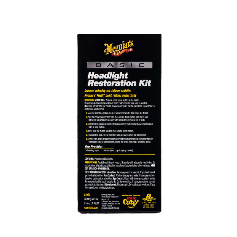 Базовий набір для відновлення фарMeguiar's G2960 Basic Headlight Restoration Kit