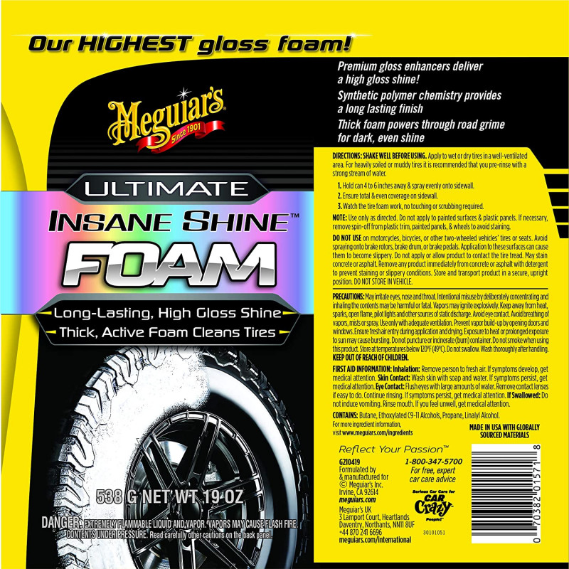 Піна для догляду і блиску шин Meguiar's G210419 Ultimate Insane Shine Foam, 538 г