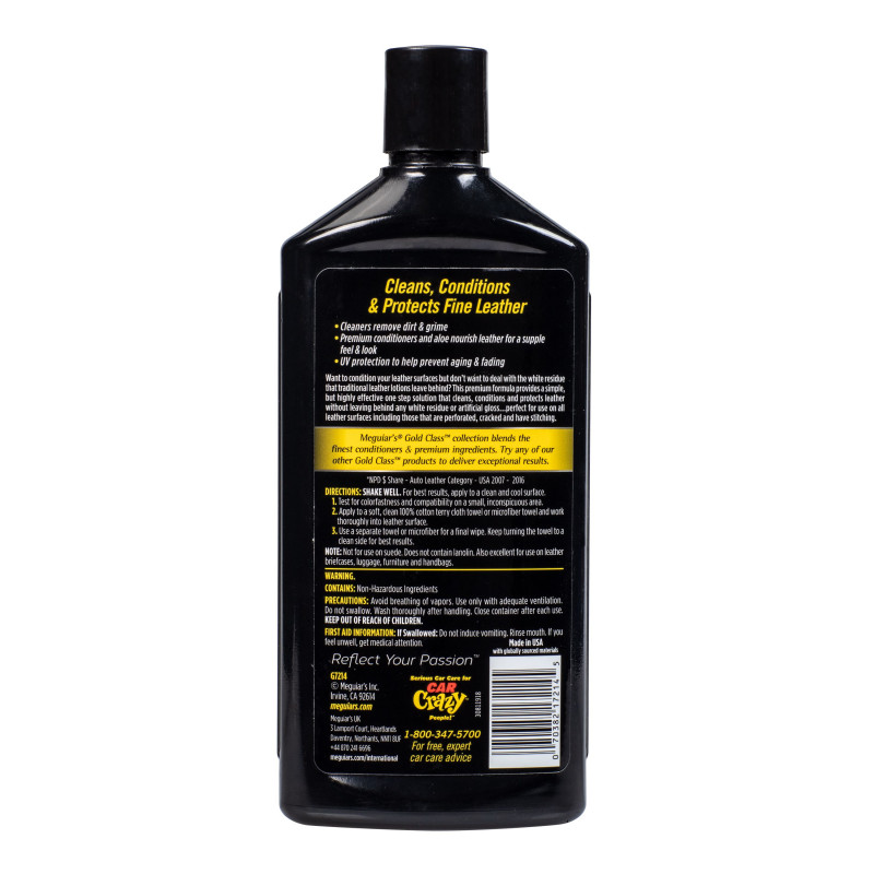 Лосьйон 3 в 1 для догляду за шкіряним салоном Meguiar's G7214 Gold Class ™ Rich Leather Lotion 3 in 1, 414 мл