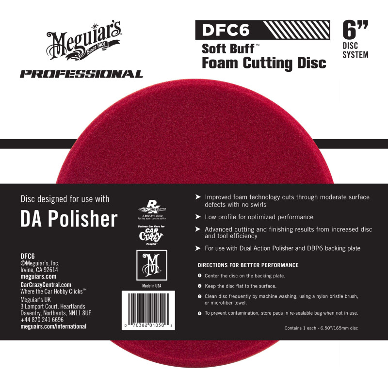 Полірувальний круг ріжучий поролоновий Meguiar's DFC6 DA Soft Buff Foam Cutting Pad 6 '', 15 см
