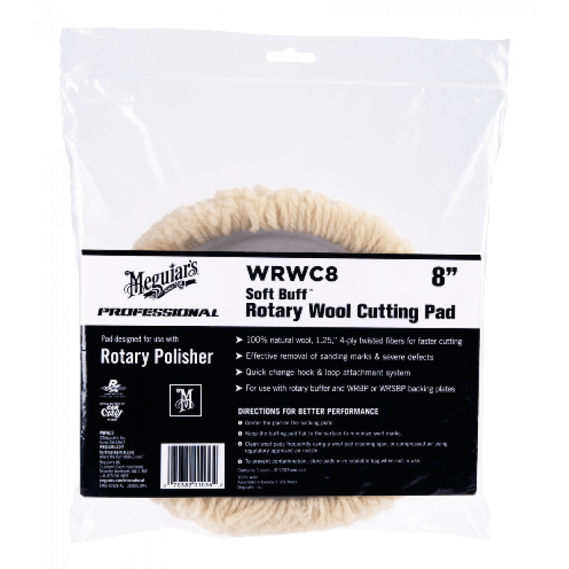Полірувальний круг вовняний Meguiar's WRWC8 Soft Buff Rotary Wool Pad, 20.3 см