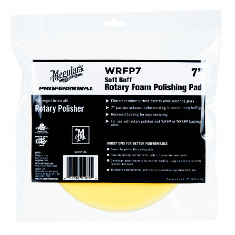 Роторний полірувальний круг середньожорсткий Meguiar's WRFP7 Rotary Foam Polishing Pad, 17.8 см