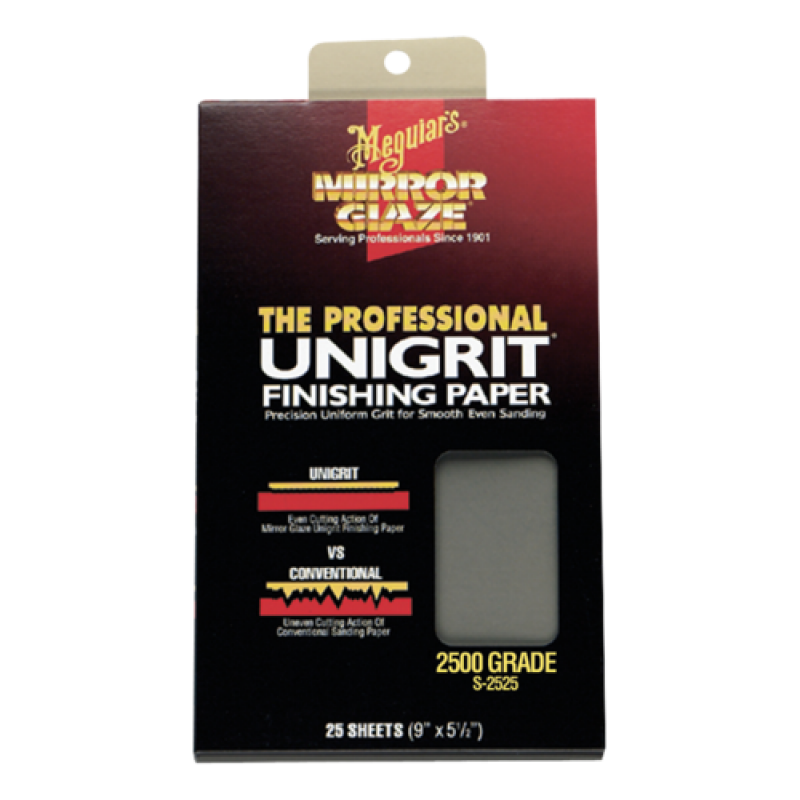 Водостійкий абразивний папір Meguiar's S2525 Unigrit Finishing Papers P2500, 14 х22.8 см