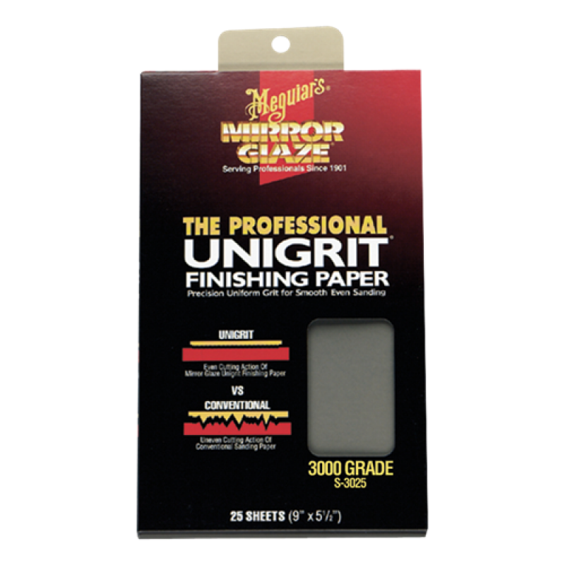 Водостійкий абразивний папір Meguiar's S3025 Unigrit Finishing Papers P3000, 14 х 22.8 см